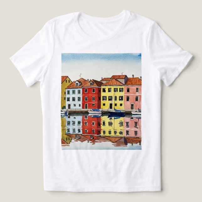 Farbige Häuser Tri-Blend Shirt (Design Vorderseite)