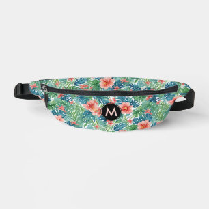 Farbige hawaiianische Blätter Floralmuster Monogra Bauchtasche