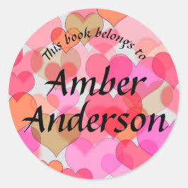 Farbige Hearsticker für Bücher Runder Aufkleber