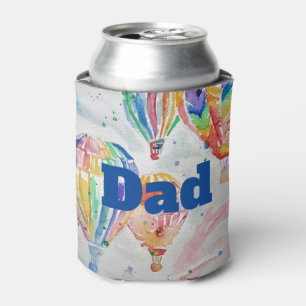 Farbige Heißluftballons Aquarellmalerei Dosenkühler