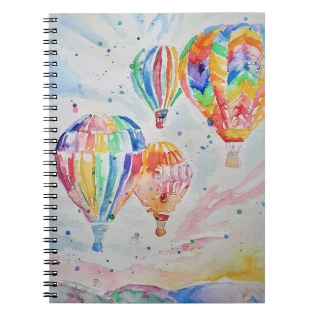 Farbige Heißluftballons Aquarellmalerei No Notizblock (Vorderseite)