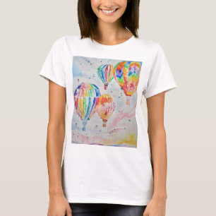 Farbige Heißluftballons Aquarellmalerei T-Shirt