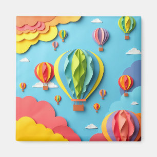 Farbige Heißluftballons Himmel Muster Magnet