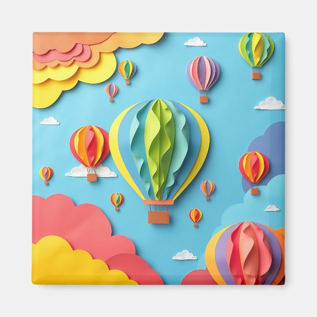 Farbige Heißluftballons Himmel Muster Magnet (Vorne)