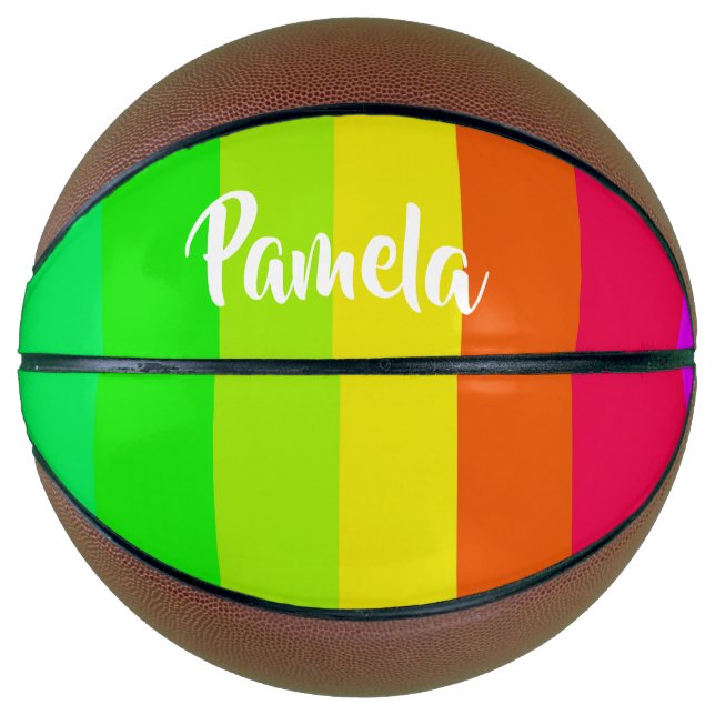 Farbige, helle Regenbogenlinien Basketball (Vorderseite)