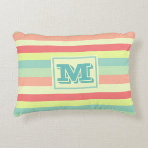 Farbige Helle Streifen Moderne Monogramm Dekokissen