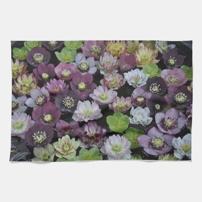 Farbige Hellebore-Blume Geschirrtuch (Horizontal)