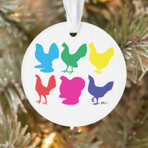Farbige Hennen Ornament