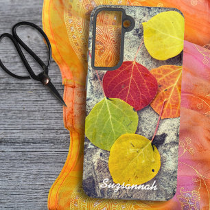 Farbige Herbst-Aspen-Blätter Foto Personalisiert Samsung Galaxy Hülle