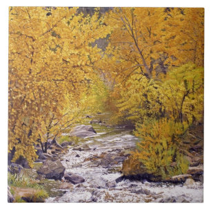 Farbige Herbst-Aspenbäume in Morrison Colorado Fliese