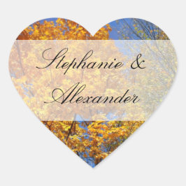 Farbige Herbstbäume Herz-Aufkleber