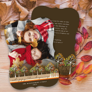 Farbige Herbstbäume Thanksgiving Foto Feiertagskarte