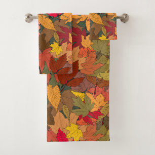 Farbige Herbstblätter Badhandtuch Set