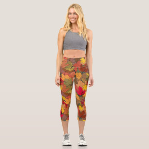 Farbige Herbstblätter Capri Leggings