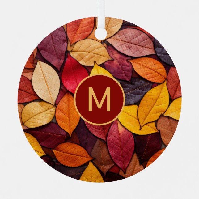 Farbige Herbstblätter für die benutzerdefinierte M Ornament Aus Metall (Vorderseite)