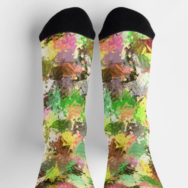Farbige Herbstblätter in abstrakter Mal-Spritzer-O Socken (Oben)