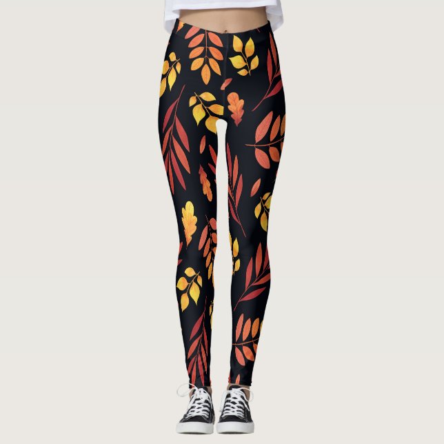 Farbige Herbstblätter Leggings (Vorderseite)