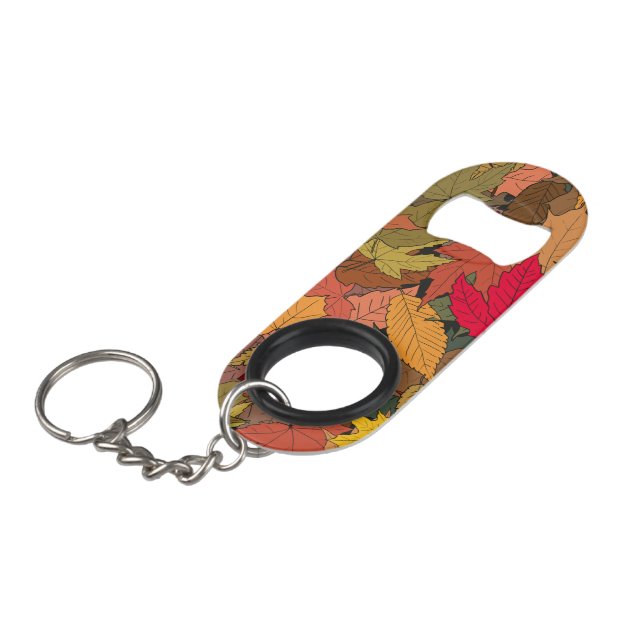 Farbige Herbstblätter Mini Flaschenöffner (Vorderseite Schrägansicht)