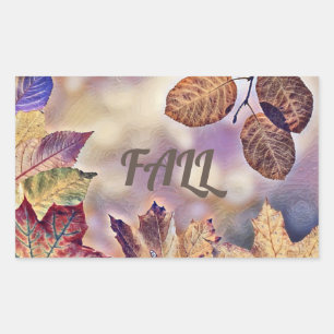 Farbige Herbstblätter mit Herbstfarben Aquarell Rechteckiger Aufkleber