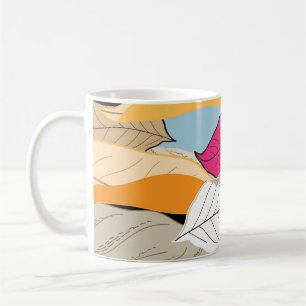Farbige Herbstblätter, nahtloses Muster. Kaffeetasse