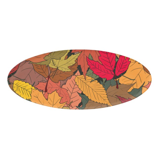 Farbige Herbstblätter Namenschild (Vorderseite)