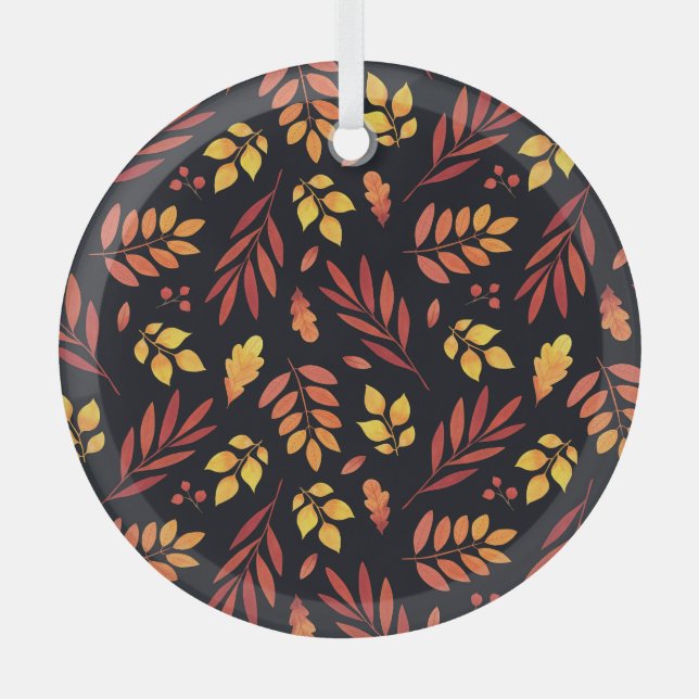 Farbige Herbstblätter Ornament Aus Glas (Vorderseite)
