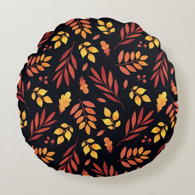 Farbige Herbstblätter Rundes Kissen (Vorderseite)