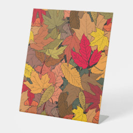 Farbige Herbstblätter Sockelschild