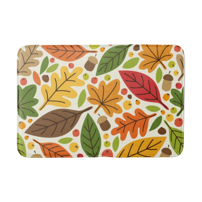 Farbige Herbstblätter und Acornmuster Badematte (Vorderseite)