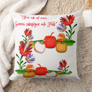 Farbige Herbstfarbe Grüne Blätter Kürbis Kissen