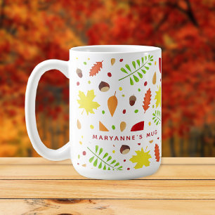 Farbige Herbstlaube individuelle Name Kaffeetasse