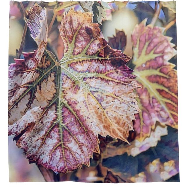 Farbige Herbstlaube mit Herbstfarben Aquarell Duschvorhang (Vorderseite)