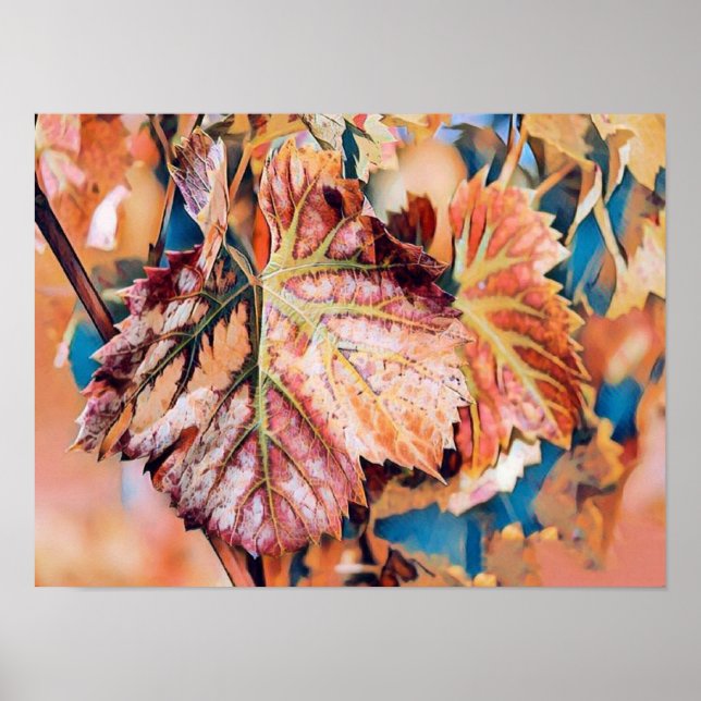Farbige Herbstlaube mit Herbstfarben Aquarell Poster (Vorne)