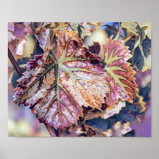 Farbige Herbstlaube mit Herbstfarben Aquarell Poster (Vorne)