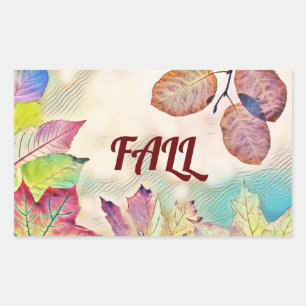 Farbige Herbstlaube mit Herbstfarben Aquarell Rechteckiger Aufkleber