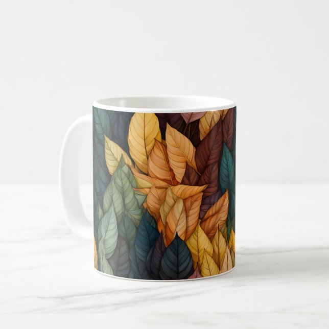 Farbige Herbstlaube Muster Kaffeetasse (Vorderseite Links)