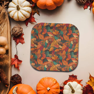 Farbige Herbstlaube Pappteller