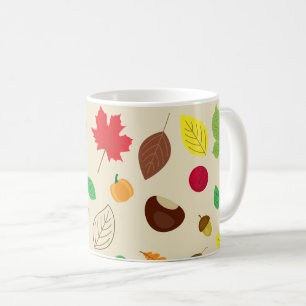 Farbige Herbstleaves Berries Pumpkin Muster Kaffeetasse