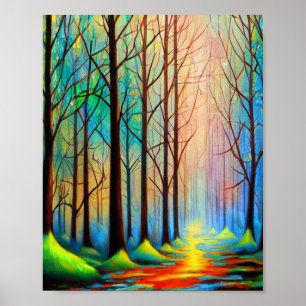 Farbige Herbstwaldwege Poster