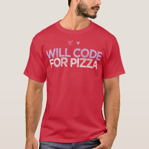 Farbige Herzen Funny wird Code für Pizza 5  T-Shirt