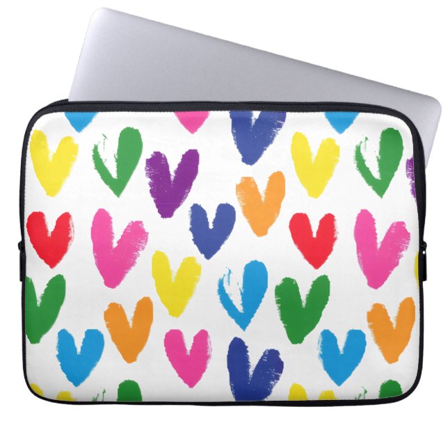 Farbige Herzen Laptopschutzhülle (Vorderseite)