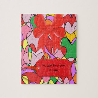 Farbige Herzen Schleife Geburtstagsgeschenk für Mä Puzzle