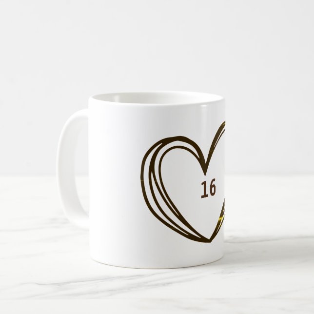 FARBIGE HERZTEXT-TASSE KAFFEETASSE (Vorderseite Links)
