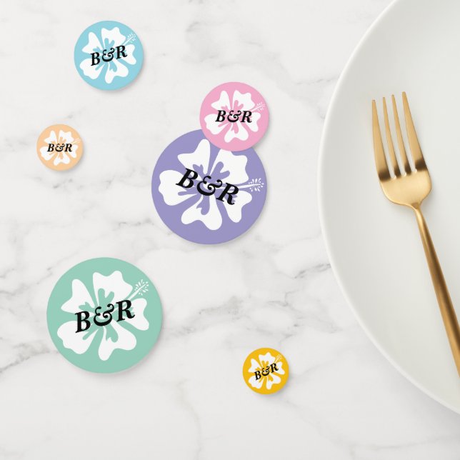 Farbige Hibiskus-Blume-Logos personalisiert Konfetti (Gruppe)