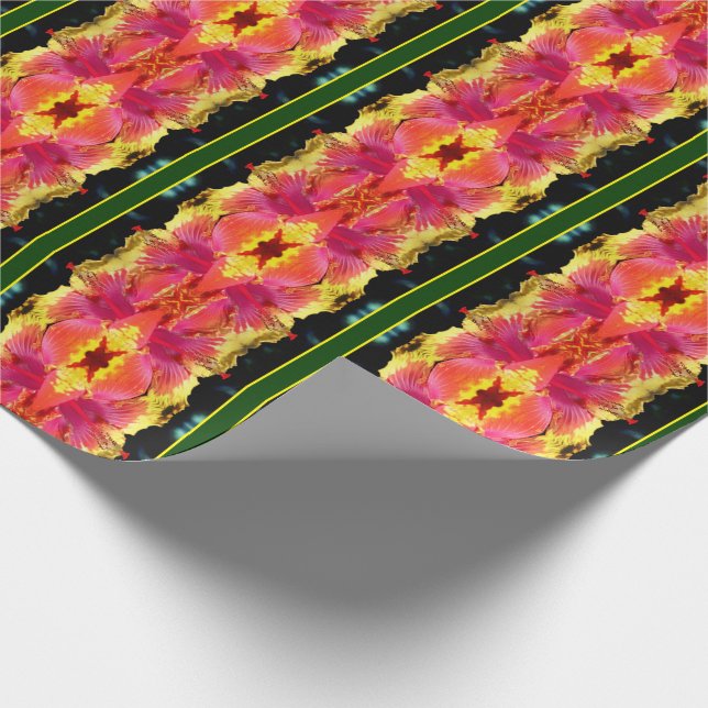 Farbige Hibiskus Blume Nah Abstrakt Geschenkpapier (Ecke)