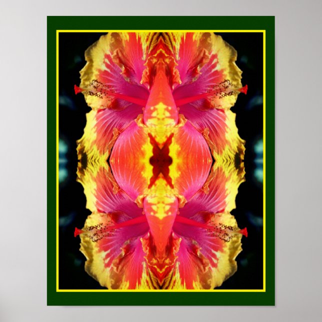 Farbige Hibiskus Blume Nah Abstrakt Poster (Vorne)
