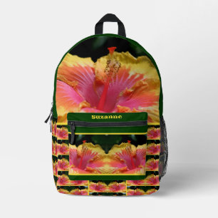 Farbige Hibiskus Blume Nah Personalisiert Bedruckter Rucksack