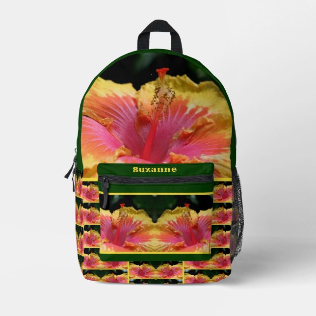 Farbige Hibiskus Blume Nah Personalisiert Bedruckter Rucksack (Vorderseite)