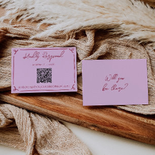 Farbige Himbeer-Rosa QR-Code Lustige Hochzeit RSVP Karte
