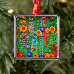 Farbige Hippie-Blumenmuster Ornament Aus Metall